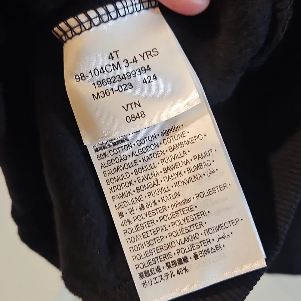 Nike Black Kids Hoodie with White Swoosh and Logo